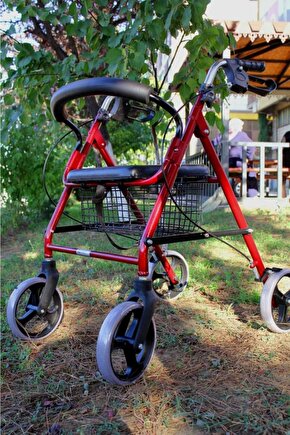 Tekerlekli Sandalye Tekerlekli, Frenli, Sepetli Hasta Yardım Yürüteç Tekerlekli Sandalye