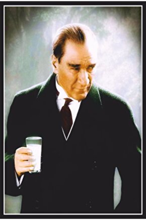 Atatürk Rakı Içerken Retro Ahşap Poster