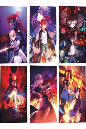 Fate 01 Anime 6lı Mini Retro Ahşap Poster Seti