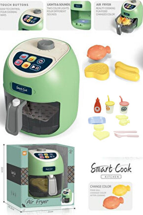 Dokunmatik Oyuncak Mutfak Fritöz Air Fryer Set (Gıdalar Renk Değiştirir)