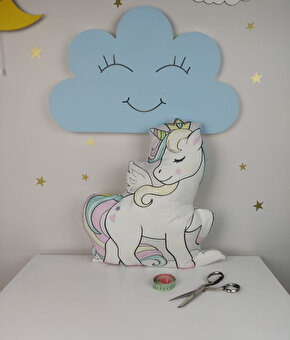 Mekta Home Unicorn Pofuduk Dekoratif Uyku Arkadaşı Yastığı ve Kırlent MKTUA-002