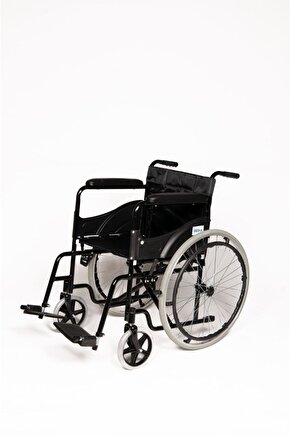 E200 Standart Manuel Tekerlekli Sandalye Siyah Kumaş - Hasta Transfer Sandalyesi