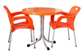 Dogant 2 Kişilik Sandalye 80 Cm Yuvarlak Masa Takımı Turuncu