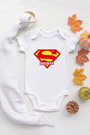 Özel Tasarım Süper Baba Bebek Body Super Dad Beyaz Body Badi Zıbın