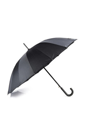 16 Telli Şemsiye Protokol Şemsiye Çoban Şemsiye Fiber Telli Saplı Siyah Renk Cv40
