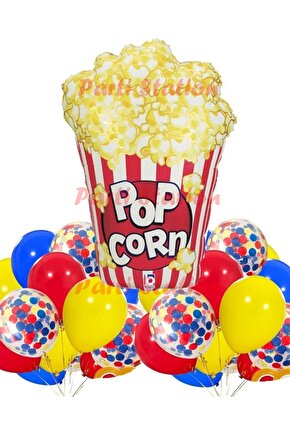 Popcorn Patlamış Mısır Folyo Balon Popcorn Konsept Parti Doğum Günü Büyük Folyo Balon Set