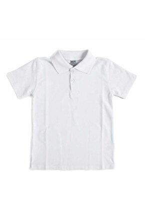 Beyaz Kısa Kol 6-16 Yaş Çocuk Okul Lakos Tişörtt-shirt - 80238-beyaz