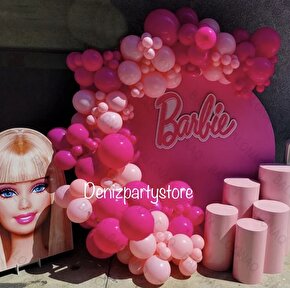 Barbie zincir balon set PASTEL FUŞYA MAKARON PEMBE