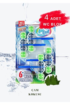 Wc Blok, Tuvalet Koku Giderici 4 Adet Çam Kokusu Bloğu (MAVİ SU VERİR)