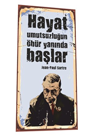 Jean - Paul Sartre Mini Retro Ahşap Poster