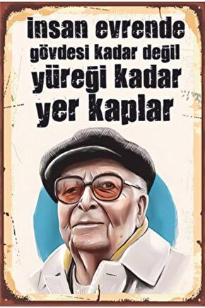 Yaşar Kemal Retro Ahşap Poster