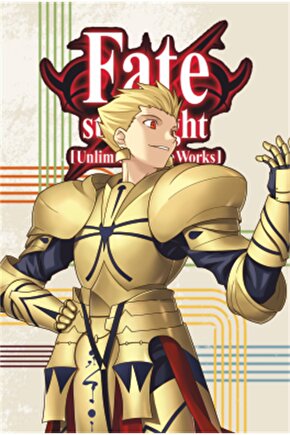 Fate Stay Night Anime Manga Retro Ahşap Poster