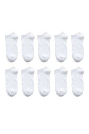 1. Kalite Unisex Beyaz Yazlık Patik Çorap10lu Paket Gezen 123699
