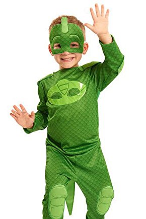 Erkek Çocuk PJMask Gekko Kıyafeti, Pijamaskeliler Kertenkele Kostümü
