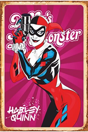 Harley Quinn Süper Kahramanlar Retro Ahşap Poster