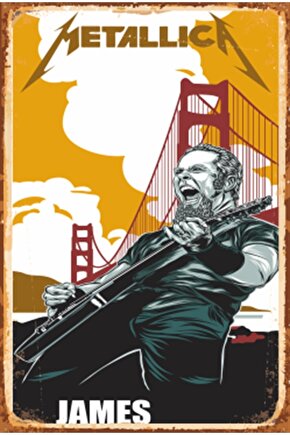 Metallica Solist James Retro Ahşap Poster