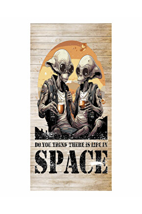 uzayda hayat var mı diyen uzaylılar ev dekorasyon tablo mini retro ahşap poster