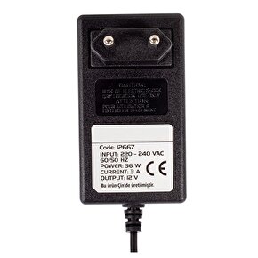 12 Volt - 3 Amper Plastik Kasa Priz Tipi Adaptör PM-12667 Arduino