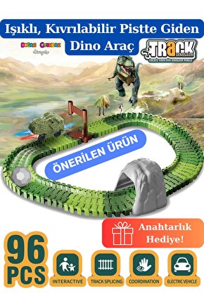 Dino Tracks 96 Parça Raylı Pist - Dinazor Oyuncak - Raylı Araç Oyuncak - Tren Oyuncak - Pist Seti