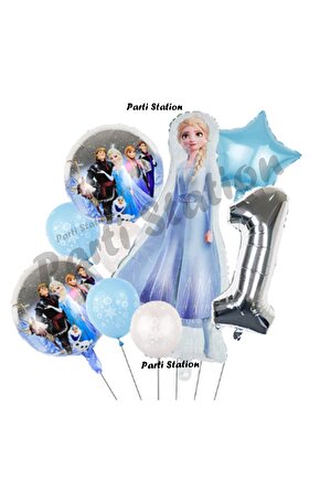 Frozen Karlar Ülkesi Elsa Konsept 1 Yaş Doğum Günü Balon Set Elsa Karlar Ülkesi Temalı Balon Set