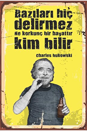 Charles Bukowski Edebiyat Retro Ahşap Poster