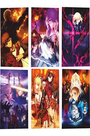 Fate 02 Anime 6lı Mini Retro Ahşap Poster Seti