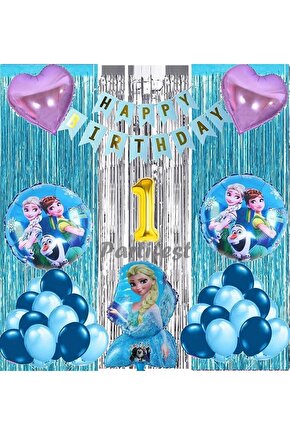 Frozen Elsa 1 Yaş Balon Seti Karlar Ülkesi Konsept Helyum Balon Set Frozen Elsa Doğum Günü Set