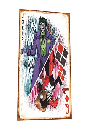 Joker ve Harley Quinn Oyun Kağıdı Mini Retro Ahşap Poster
