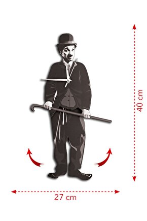 Charlie Chaplin Dekoratif Sallanır Sarkaçlı Duvar Saati