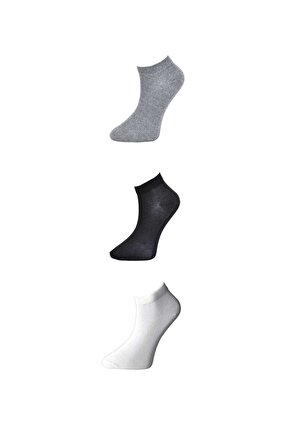 Siyah Gri Ve Beyaz Kadın Bilek Çorap 3 Çift