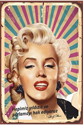 Marilyn Monroe Yıldız Retro Ahşap Poster