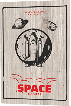 Uzay Araştırmaları Uzay Mekiği Fırlatma Rampası Ahşap Desenli Retro Vintage Ahşap Poster