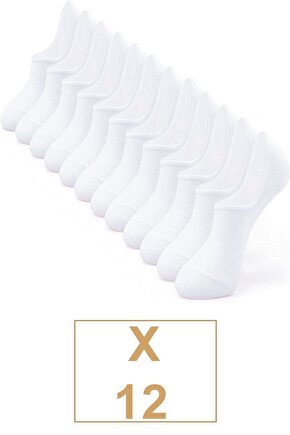 Unisex Pamuklu Görünmez Sneakers Çorap Beyaz 12 Çift Bgk-971421