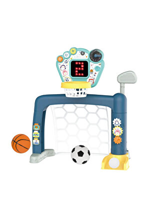 Sesli ve İnteraktif Oyuncak Kale Futbol, Basketbol ve Golf Oyun Seti (3 Oyun 1 Arada)