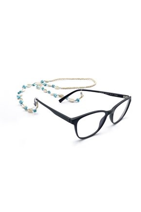 Midyeli Mavi Çakıl Taşı Gözlük Zinciri , Gözlük Aksesuar, Güneş Gözlüğü Aksesuar