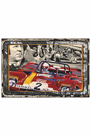 Mario Andretti A True Champion klasik nostaljik yarış arabaları retro ahşap poster