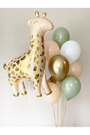 Safari Zürafa Konsept Balon Set Sevimli Zürafa Balon Buketi Doğum Günü Giraffe Balon Set