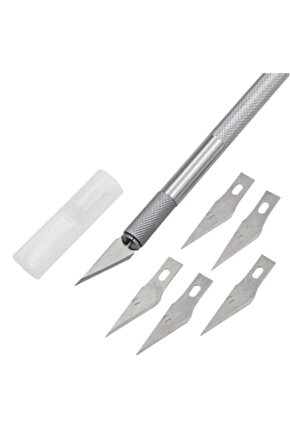 Knife Tasarım Hobi Neşter Kretuar Bıçağı 5 Uç Yedekli Set