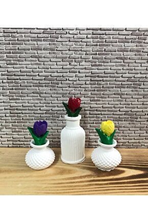 3’lü Mini Laleli Vazo Seti