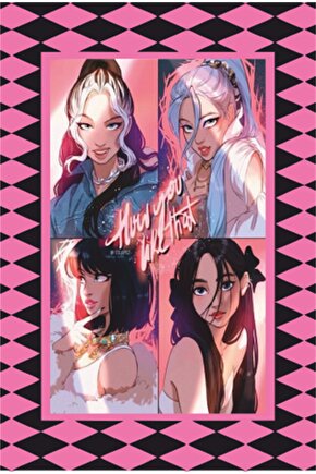 K-pop Black Pink Çerçeve Görünümlü Retro Ahşap Poster-7