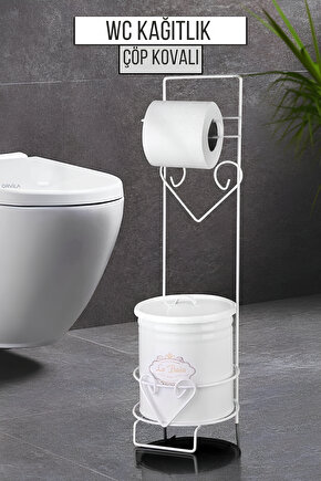 Lüx Çöp Kovalı Banyo Wc Kağıtlık Beyaz - Tuvalet Kağıtlığı