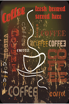 kahve fincanı taze çekilmiş sıcak kahve kafe bar mutfak tablo dekor eskitilmiş retro ahşap poster