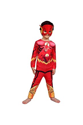 Flash Kostümü Çocuk - Flash Kostüm Ve Maske Full Set