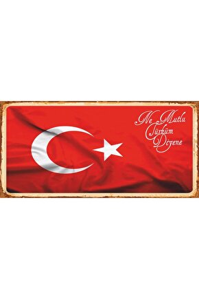 Türk Bayrağı Ne Mutlu Türküm Diyene Mini Ahşap Poster