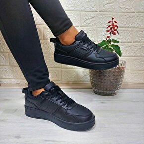 Kinetix Enner Pu Siyah Comfort Fuspetli Atom Sneaker Spor Ayakkabı