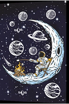 Uzayda Hayat Var Eğlenceli Astronot-17 Retro Ahşap Poster