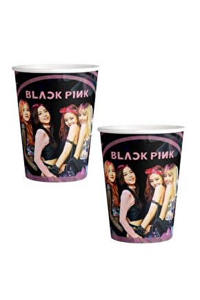 Black Pink Parti Malzemeleri Karton Bardak 8li Black Pink Doğum Günü Konsept Parti Malzemeleri