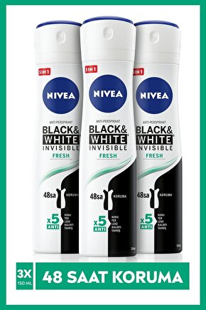 Invısıble Black&whıte Fresh Sprey Deodorant 150ml Kadın 3lü Paket