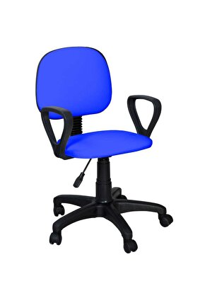 Kollu Bilgisayar Sekreter Ve Çalışma Sandalyesi Ofis Taburesi - Mavi