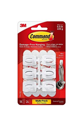 Command Mini Yapışkanlı Askı 225 Gram Kapasiteli (6 Lı Paket) 17006